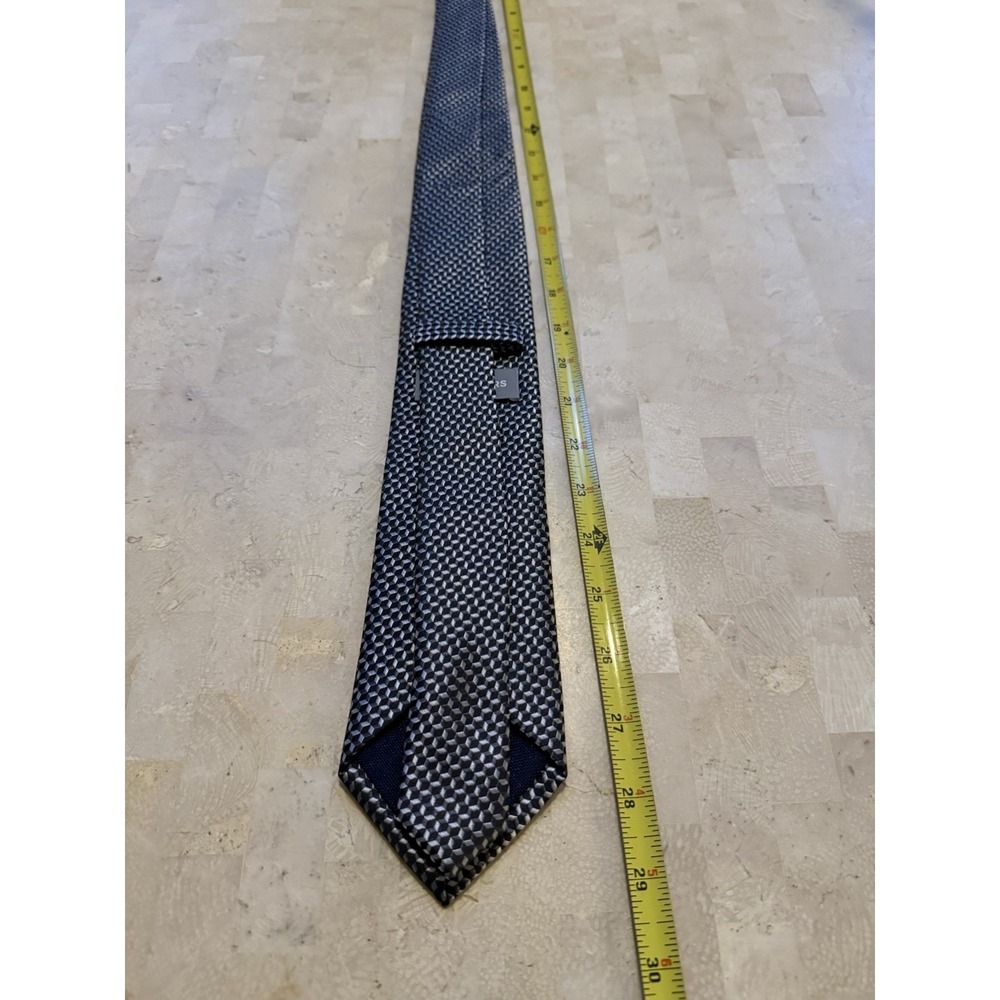 Michael Kors Metallic Tie Black Silver 60" x 3" Necktie Silk Poly Blend Modern - Picture 3 of 5